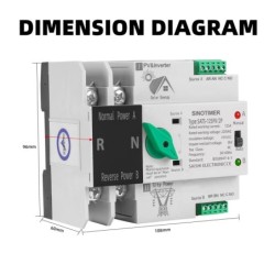 Comutator de transfer, PV, 2P cu șină DIN, SINOTIMER, comutatoare de selecție automată de transfer cu dublă alimentare, 125A